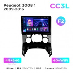 Штатна магнітола Teyes CC3L 4+64 Gb Peugeot 3008 1 2009-2016 (F2) 9"