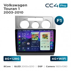 Штатная магнитола Teyes CC4 Pro 2k 8+128 Gb Volkswagen Touran 1 2003-2010 (F1) 10"
