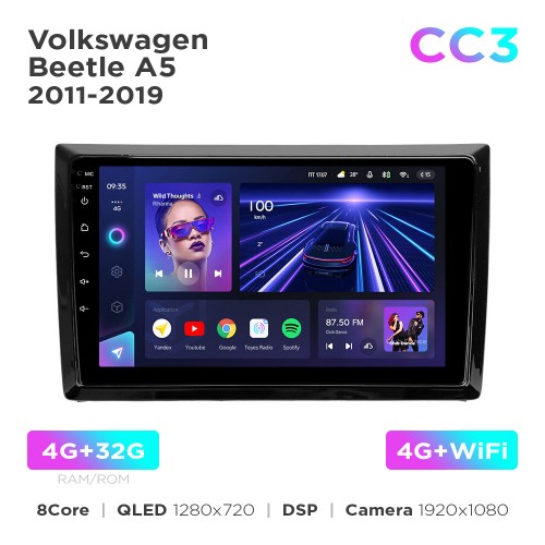 Штатная магнитола Teyes CC3 4+32 Gb Volkswagen Beetle A5 2011-2019 9"