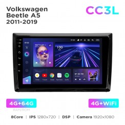 Штатная магнитола Teyes CC3L 4+64 Gb Volkswagen Beetle A5 2011-2019 9"