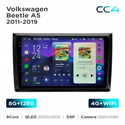 Штатна магнітола Teyes CC4 2k 8+128 Gb Volkswagen Beetle A5 2011-2019 9"