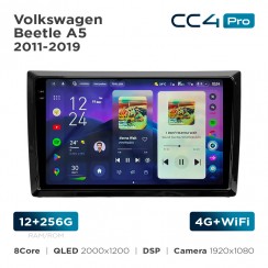 Штатная магнитола Teyes CC4 Pro 2k 12+256 Gb Volkswagen Beetle A5 2011-2019 9"