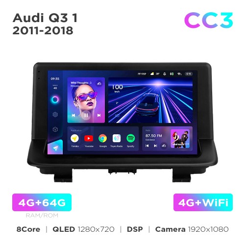 Штатная магнитола Teyes CC3 4+64 Gb Audi Q3 1 (0 Din) 2011-2018 9"