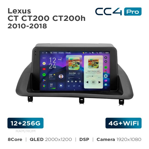 Штатная магнитола Teyes CC4 Pro 2k 12+256 Gb Lexus CT CT200 CT200h 2010-2018 9"