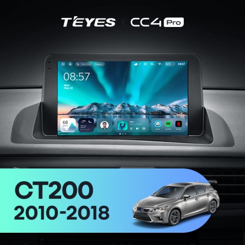 Штатная магнитола Teyes CC4 Pro 2k 12+256 Gb Lexus CT CT200 CT200h 2010-2018 9"