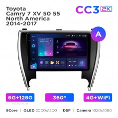 Штатная магнитола Teyes CC3 2k 6+128 Gb 360° Toyota Camry 7 XV 50 55 North America 2014-2017 (A) 10"