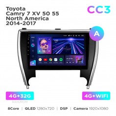 Штатная магнитола Teyes CC3 4+32 Gb Toyota Camry 7 XV 50 55 North America 2014-2017 (A) 10"