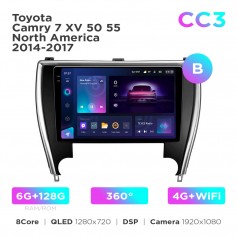 Штатная магнитола Teyes CC3 6+128 Gb 360° Toyota Camry 7 XV 50 55 North America 2014-2017 (B) 10"