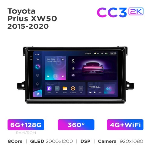 Штатная магнитола Teyes CC3 2k 6+128 Gb 360° Toyota Prius XW50 2015-2020 9