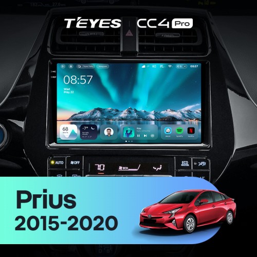 Штатная магнитола Teyes CC4 Pro 2k 8+128 Gb Toyota Prius XW50 2015-2020 9"