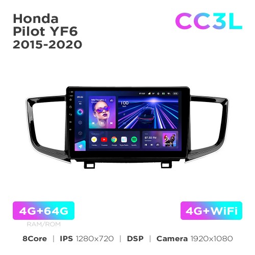 Штатная магнитола Teyes CC3L 4+64 Gb Honda Pilot YF6 2015-2020 10"