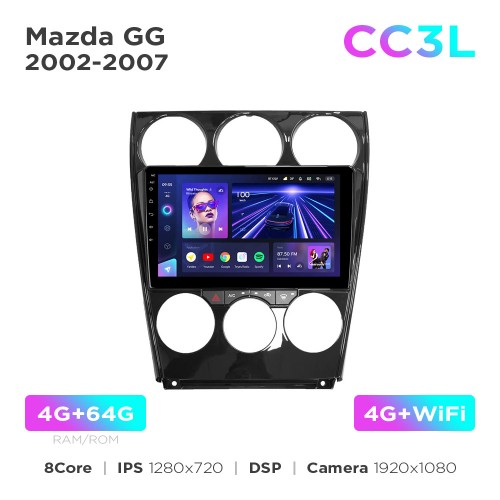Штатная магнитола Teyes CC3L 4+64 Gb Mazda 6 GG 2002-2007 9"