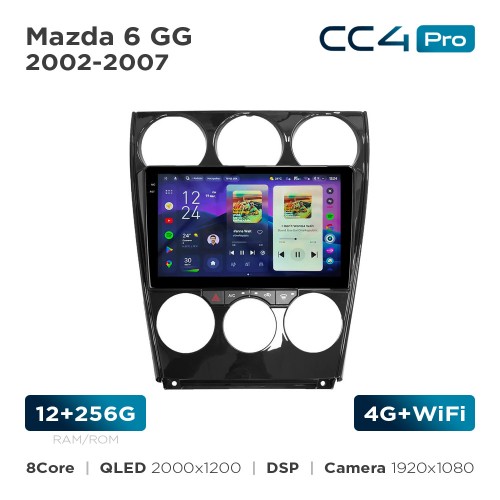 Штатная магнитола Teyes CC4 Pro 2k 12+256 Gb Mazda 6 GG 2002-2007 9"