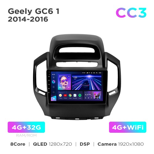 Штатная магнитола Teyes CC3 4+32 Gb Geely GC6 1 2014-2016 9"