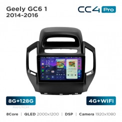 Штатна магнітола Teyes CC4 Pro 2k 8+128 Gb Geely GC6 1 2014-2016 9"
