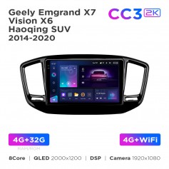 Штатна магнітола Teyes CC3 2k 4+32 Gb Geely Emgrand X7 / Vision X6 / Haoqing SUV 2014-2020 9"