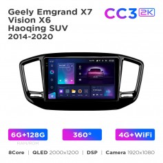 Штатна магнітола Teyes CC3 2k 6+128 Gb 360° Geely Emgrand X7 / Vision X6 / Haoqing SUV 2014-2020 9"