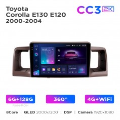 Штатная магнитола Teyes CC3 2k 6+128 Gb 360° Toyota Corolla E130 E120 2000-2004 9"