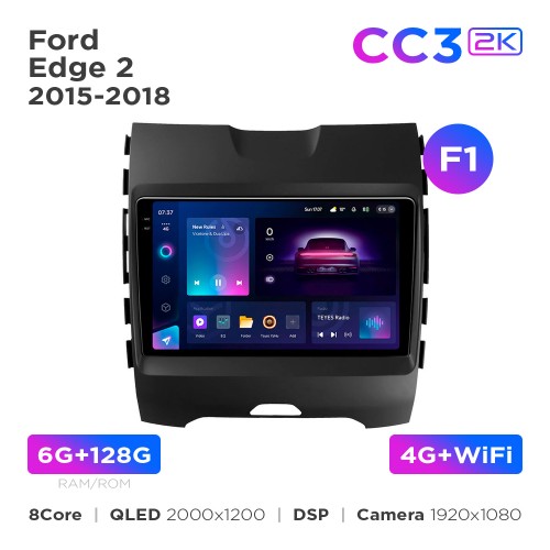 Штатная магнитола Teyes CC3 2k 6+128 Gb Ford Edge 2 2015-2018 (F1) 9"