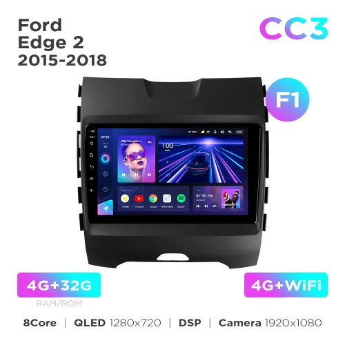 Штатна магнітола Teyes CC3 4+32 Gb Ford Edge 2 2015-2018 (F1) 9"