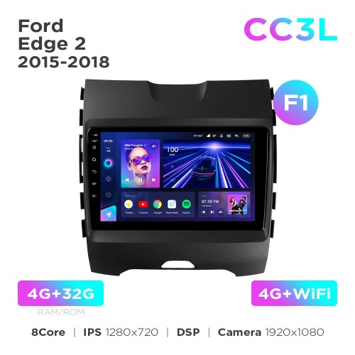 Штатная магнитола для Ford Edge 2 2015-2018 (F1) Teyes CC3L 4+32 Gb 9"