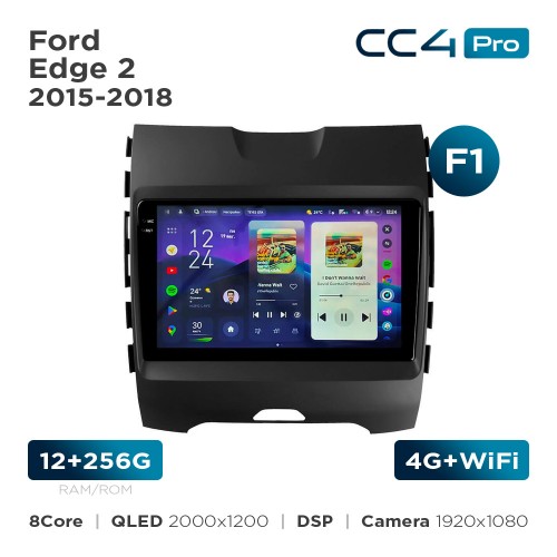 Штатная магнитола Teyes CC4 Pro 2k 12+256 Gb Ford Edge 2 2015-2018 (F1) 9"