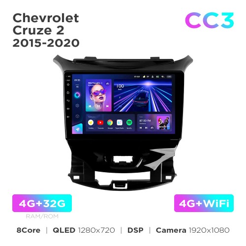 Штатная магнитола Teyes CC3 4+32 Gb Chevrolet Cruze 2 2015-2023 9"