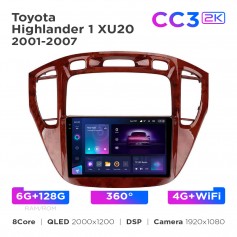 Штатна магнітола Teyes CC3 2k 6+128 Gb 360° Toyota Highlander 1 XU20 2001-2007 9