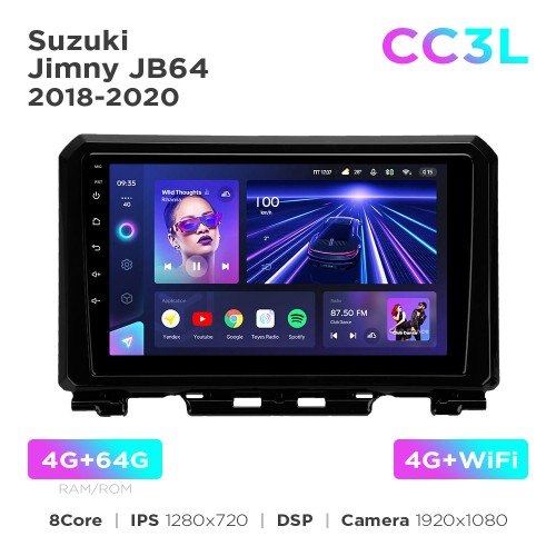 Штатная магнитола Teyes CC3L 4+64 Gb Suzuki Jimny JB64 2018-2020 9"