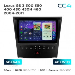 Штатна магнітола Teyes CC4 2k 6+64 Gb Lexus GS 3 300 350 400 430 450H 460 2004-2011 9"