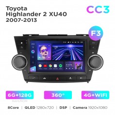 Штатная магнитола Teyes CC3 6+128 Gb 360° Toyota Highlander 2 XU40 2007-2013 (F3) 9"