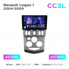 Штатная магнитола Teyes CC3L 4+64 Gb Renault Logan 1 2004-2009 9"
