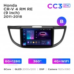 Штатна магнітола Teyes CC3 2k 6+128 Gb 360° Honda CR-V 4 RM RE 2011-2018 (B) 9"