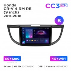 Штатна магнітола Teyes CC3 2k 6+128 Gb Honda CR-V 4 RM RE 2011-2018 (B) 9"