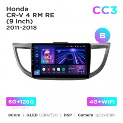 Штатная магнитола Teyes CC3 6+128 Gb Honda CR-V 4 RM RE 2011-2018 (B) 9"