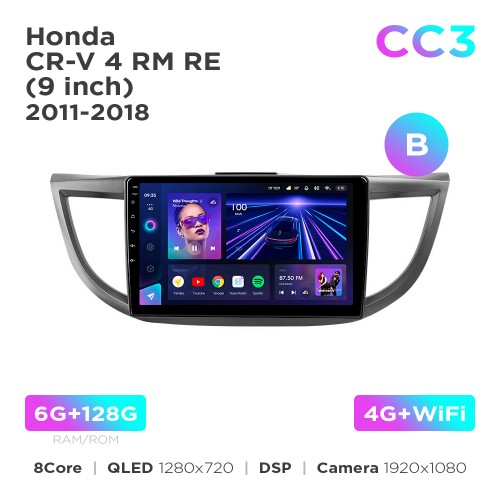 Штатна магнітола Teyes CC3 6+128 Gb Honda CR-V 4 RM RE 2011-2018 (B) 9"