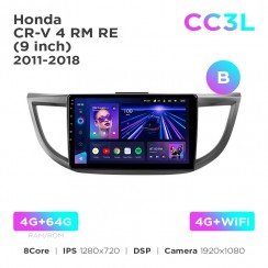 Штатна магнітола Teyes CC3L 4+64 Gb Honda CR-V 4 RM RE 2011-2018 (B) 9"