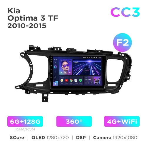 Штатная магнитола Teyes CC3 6+128 Gb 360° Kia Optima 3 K5 TF 2010-2015 (F2) 9