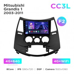 Штатная магнитола Teyes CC3L 4+64 Gb Mitsubishi Grandis 1 2003-2011 (F2) 9"
