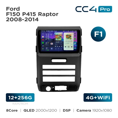 Штатная магнитола Teyes CC4 Pro 2k 12+256 Gb Ford F150 P415 Raptor 2008-2014 (F1) 9"