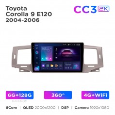 Штатная магнитола Teyes CC3 2k 6+128 Gb 360° Toyota Corolla 9 E120 2004-2006 9