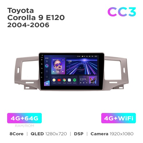 Штатная магнитола Teyes CC3 4+64 Gb Toyota Corolla 9 E120 2004-2006 9