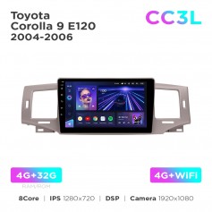 Штатная магнитола для Toyota Corolla 9 E120 2004-2006 Teyes CC3L 4+32 Gb 9"