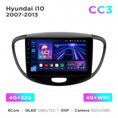 Штатная магнитола Teyes CC3 4+32 Gb Hyundai i10 2007-2013 9"