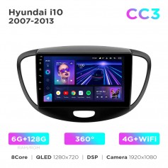 Штатна магнітола Teyes CC3 6+128 Gb 360° Hyundai i10 2007-2013 9"