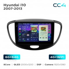 Штатная магнитола Teyes CC4 2k 6+64 Gb Hyundai i10 2007-2013 9"