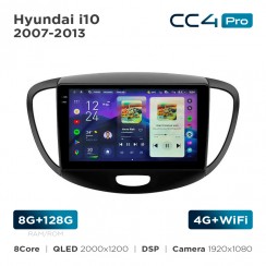 Штатная магнитола Teyes CC4 Pro 2k 8+128 Gb Hyundai i10 2007-2013 9"