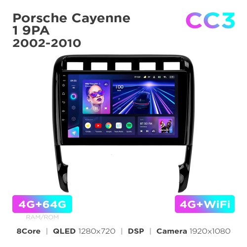 Штатная магнитола Teyes CC3 4+64 Gb Porsche Cayenne 1 9PA 2002-2010 9