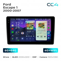 Штатная магнитола Teyes CC4 2k 6+64 Gb Ford Escape 1 2000-2007 9"