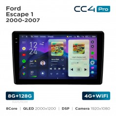 Штатная магнитола Teyes CC4 Pro 2k 8+128 Gb Ford Escape 1 2000-2007 9"
